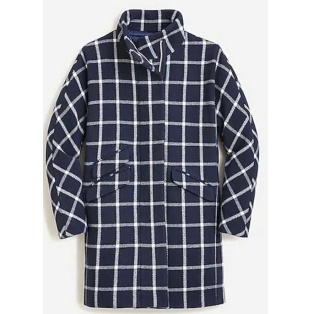 J.Crew Italian Stadium Wool Cocoon Coat in Window Pane size 2